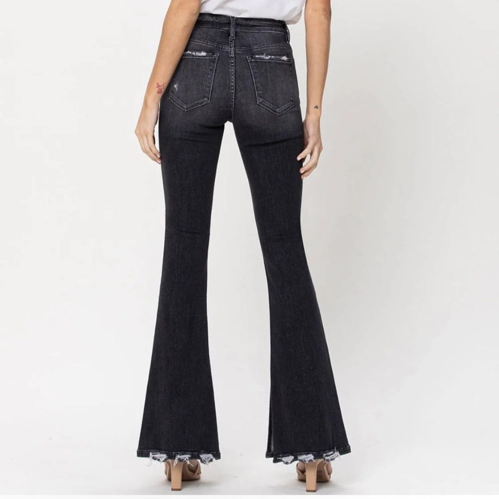 Flying monkey Black 5 Button Up Jeans Split hem 32 Mid Rise Flare